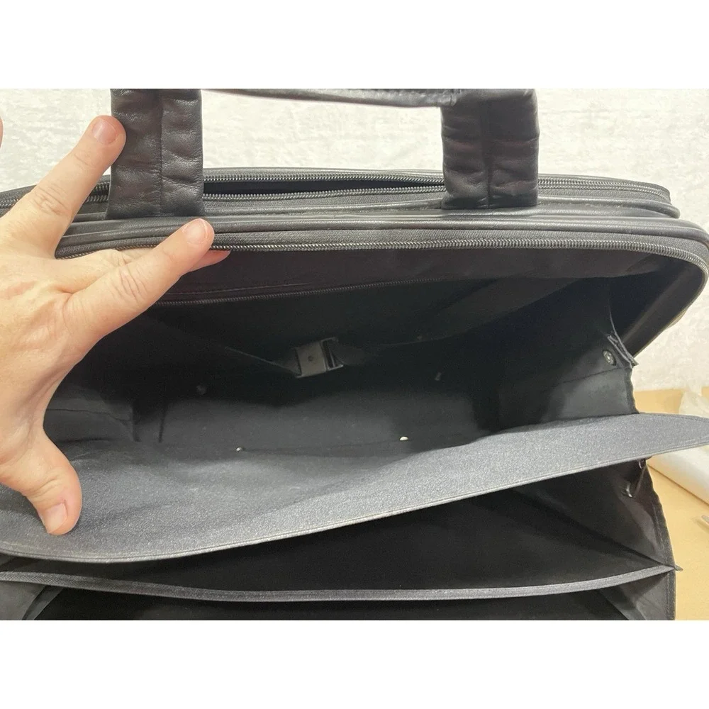 Levenger Evanger Leather Rolling Briefcase Laptop Bag Wheels Telescoping Handle
